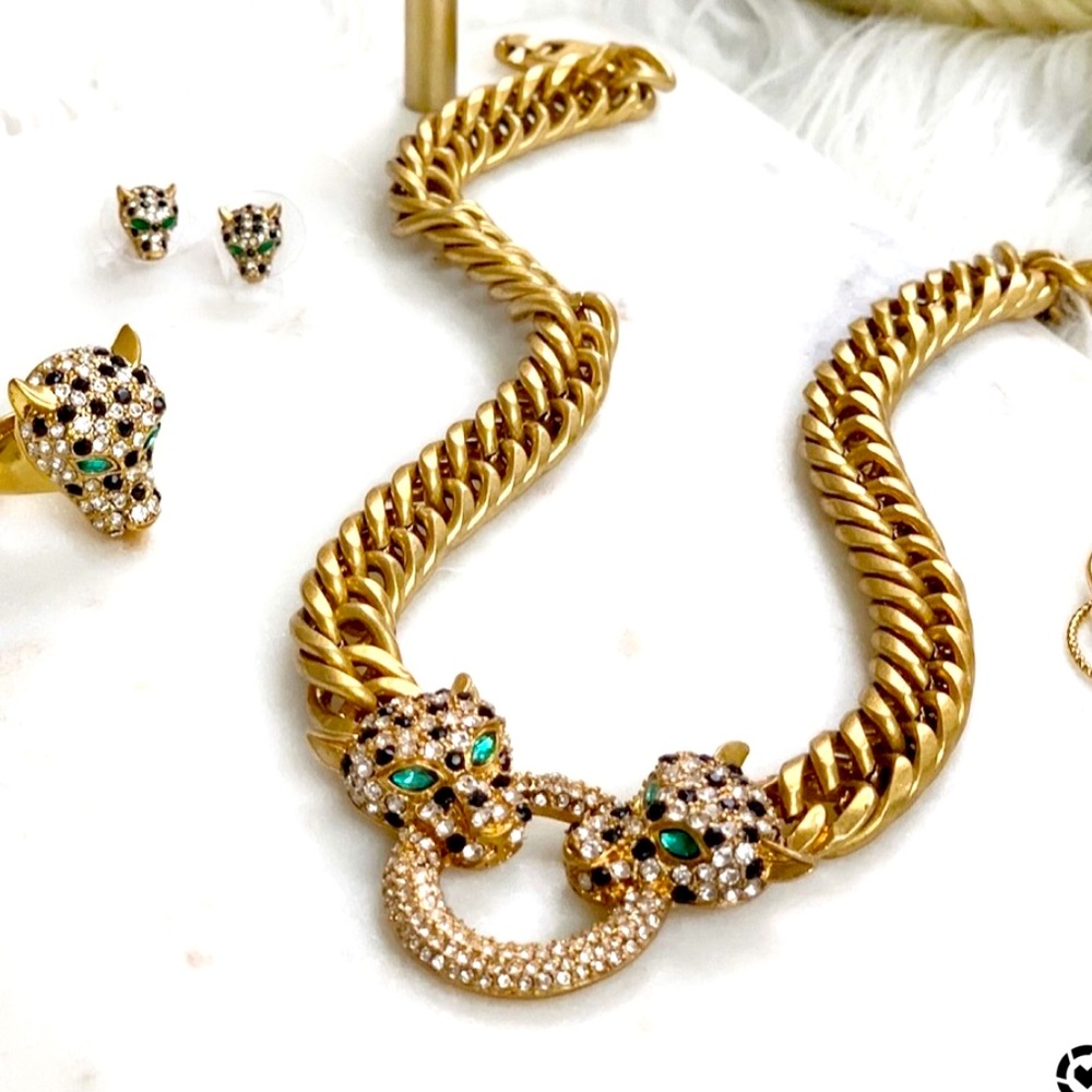 Stella & Dot | ‘Retired’🐯Roar Gold Link Doorknocker Statement Necklace - Picture 2 of 13